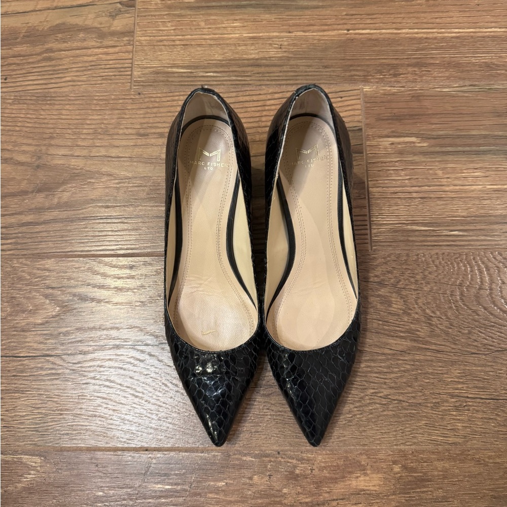 Vintage Mac Fisher Navy Snake Skin Block Heels